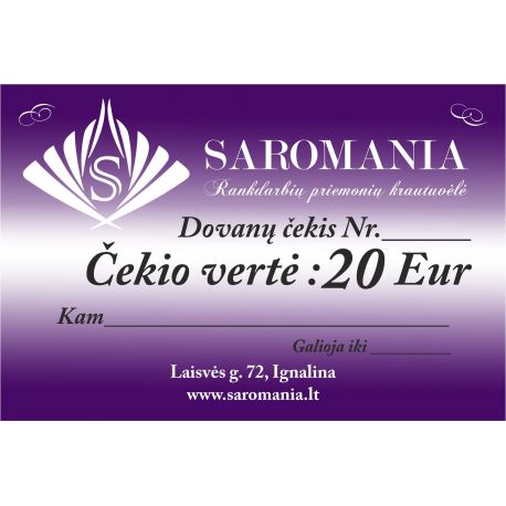 Kinkekaart 20 Euri väärtus cekis-20