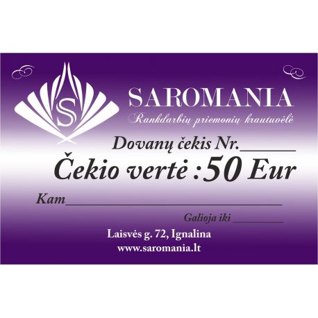 Gift voucher 50 Eur value cekis-50