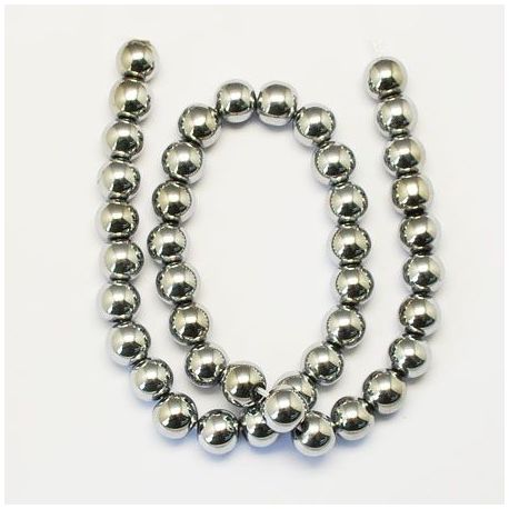Sintētiskās hematīta pērles 8 mm, 10 gab. AK1071