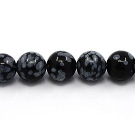 Natural Snow Obsidian Bead strand 8 mm