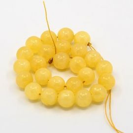 Nefrito karoliukų gija, geltonos spalvos, dydis 8 mm