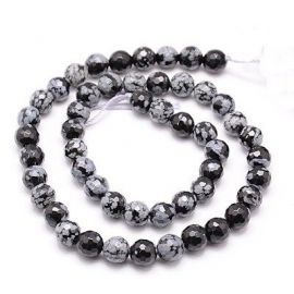 Schnee Obsidian Perlen Strang 10-11 mm