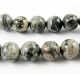 Akmens pērles pelēkas - melnas plankumainas, apaļas formas 8 mm