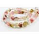 Turmalin quartz beads pink-white clear faceted round shape 8 mm