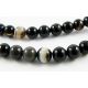 Agate beads black with white - brown stripes round shape 6 mm