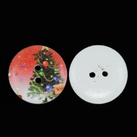 Wooden button "Christmas tree" 20 mm, 1 pcs.
