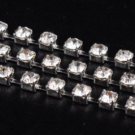 Messingkette mit Strass 2 mm, 50 cm MD1288
