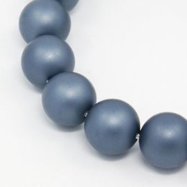 SHELL pearls, gray-blue round shape 8 mm, 10 pcs