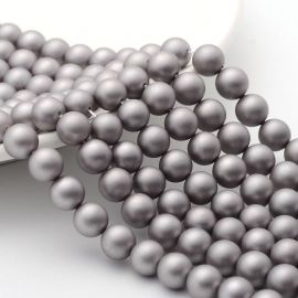 SHELL pearls, gray round shape 8 mm, 10 pcs