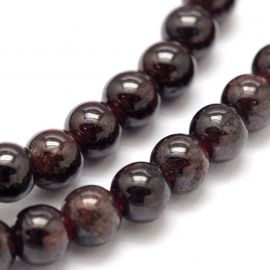 Natural Pomegranate bead thread, round, cherry color, 6 mm.