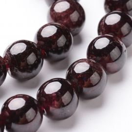 Natural Pomegranate bead thread, round, cherry color, 8 mm.