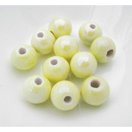 Rankų darbo keramikiniai karoliukai 10 mm, 1 vnt. KK0178