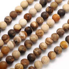 Natūralūs Petrified Wood karoliukai 8 mm., 1 gija AK1160