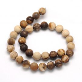 Natūralūs Petrified Wood karoliukai 8 mm., 1 gija
