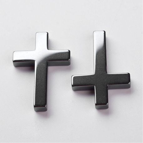 Sintētiskais hematīta kulons "Krusts" 35x23x4 mm., 1gab. PK0043