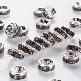 Spacers with rhinestones 8 mm., 6 pcs.