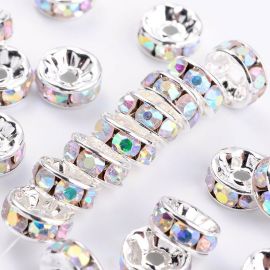 Spacers with rhinestones 8 mm., 6 pcs.