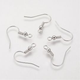 Metal earrings hooks 19 mm., 5 pairs.