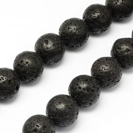 Dabiskās Lavas pērlītes 12 mm., 1 dzīsla