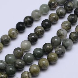 Natural green rutl quartz beads 10 mm., 1 strand 