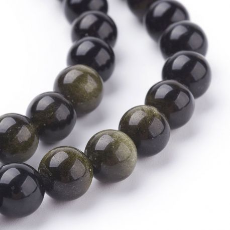 Natürliche Obsidianperlen 8 mm, 1 Strang AK1241