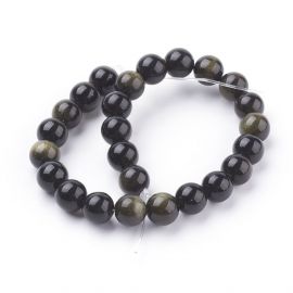 Natural obsidian beads 8 mm., 1 strand 
