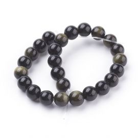 Natürliche Obsidianperlen 8 mm, 1 Strang