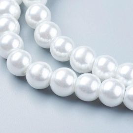 Glass beads pearls 8 mm, 1 strand