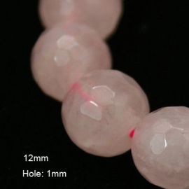 Dabīgas rozā kvarca pērles 12 mm., 1 dzīsla AK1286