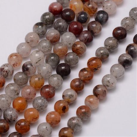 Natural lodolite quartz beads 8 mm., 1 strand AK1260