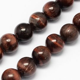 Natural beads of the red tiger eye 8 mm., 1 strand 