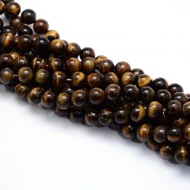 Natürliche Perlen des Tigerauges, braun-gelb 8-9 mm, 1 Strang
