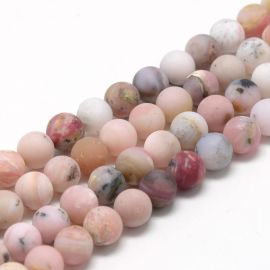 Natural pink opal beads 6 mm., 1 strand 