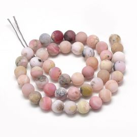 Natural pink opal beads 8 mm., 1 strand 