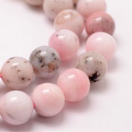Looduslikud roosad opaalhelmed 12 mm., 1 ahelaga