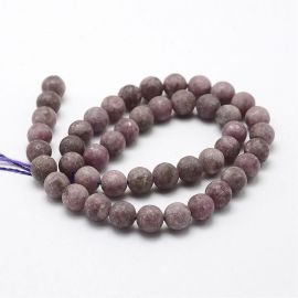 Dabīgā lepidolīta un mitza akmens pērlītes 8 mm., 1 dzīsla.