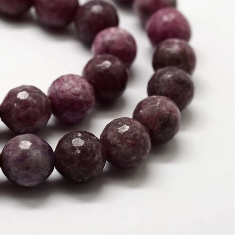 Dabīgā lepidolīta un mitza akmens pērlītes 8 mm., 1 dzīsla. AK1321