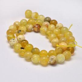 Dabīgas dzeltenas opāla pērles 8 mm., 1 pavediens
