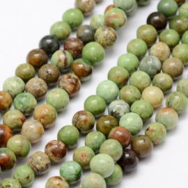 Natural green opal beads 6 mm., 1 strand 
