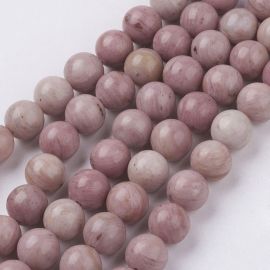 Natural rhododending beads 9 mm., 1 strand .
