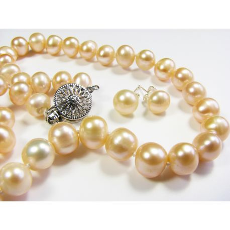Kultivuotų AKOYA perlų vėrinys su auskarais PV0002