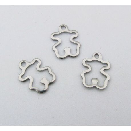 Stainless steel pendant "Teddy bear" 14x10 mm, 1 pcs. MD1323