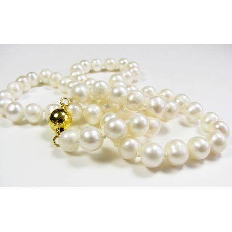 Saldūdens pērļu kaklarotas, baltas, pērļu izmērs 7-8 mm