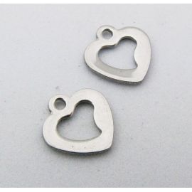 Stainless steel pendant "Heart" 10x10 mm, 3 pcs.